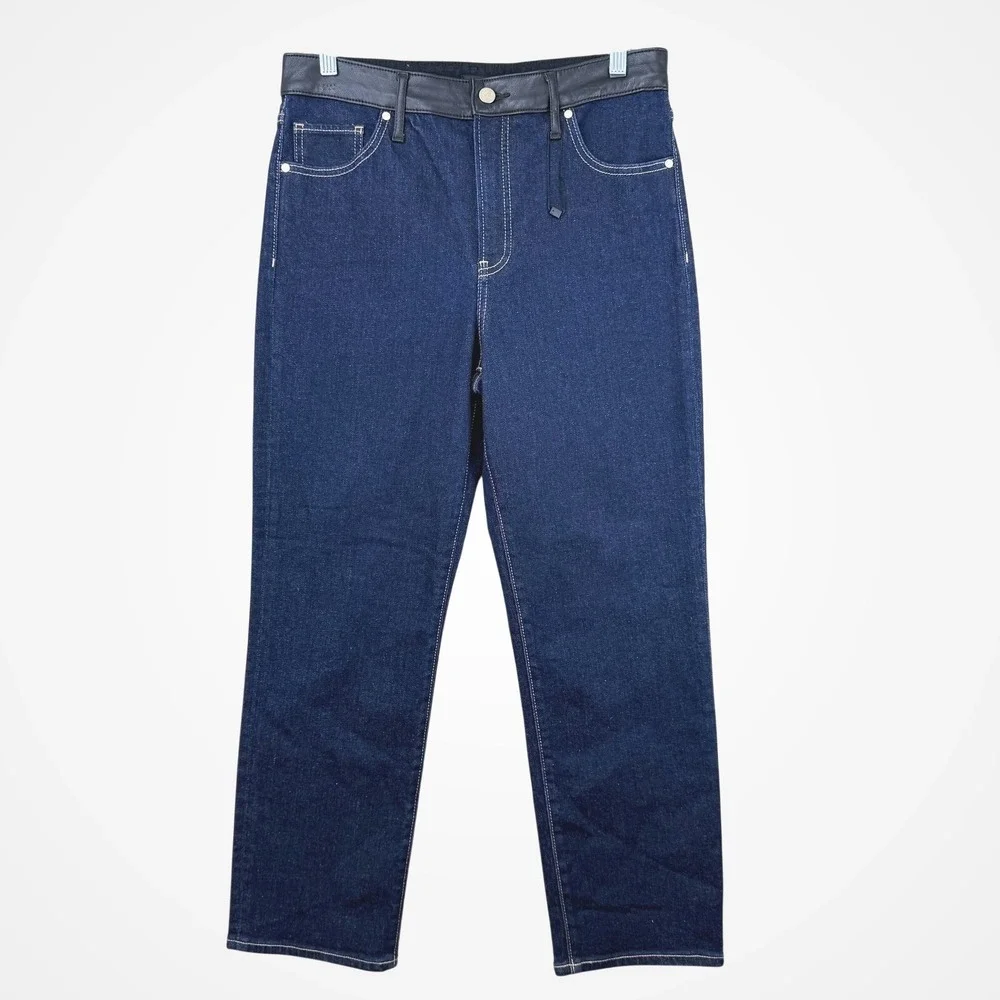 Express Womens‎ Straight Ankle High Rise Jeans Size 8 Regular Dark Wash Denim
